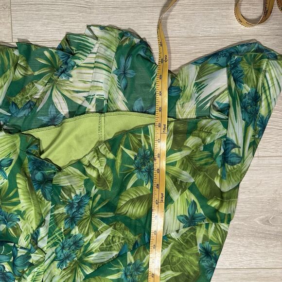 Y2K Green Jungle Medium Halter Midi Dress Coquette 2000s Baddie Vacation Ruby - Picture 3 of 8